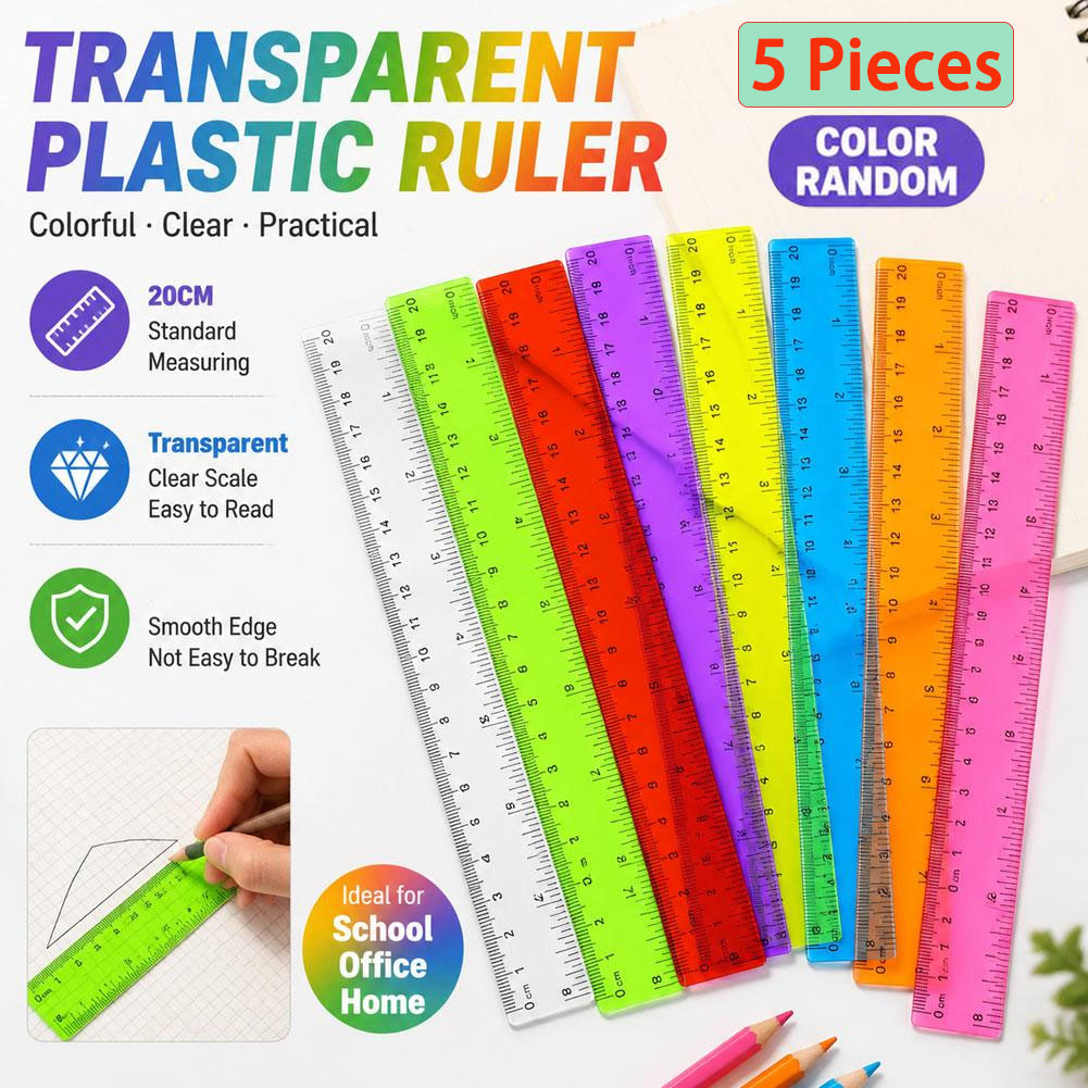 5pcs Random Color Plastic Rule - đánh giá và giá Ruler Set Transparent