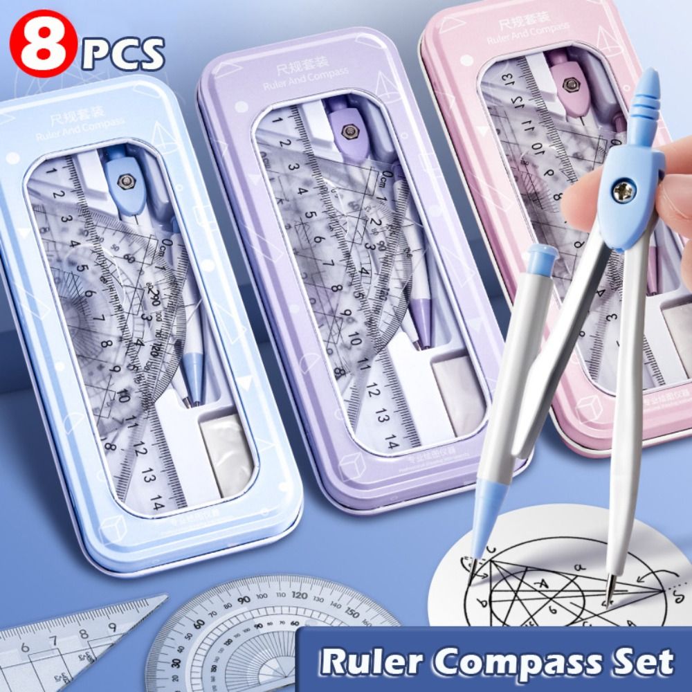 8PCS/Set Plastic Ruler Compass - đánh giá và giá Ruler Set Transparent