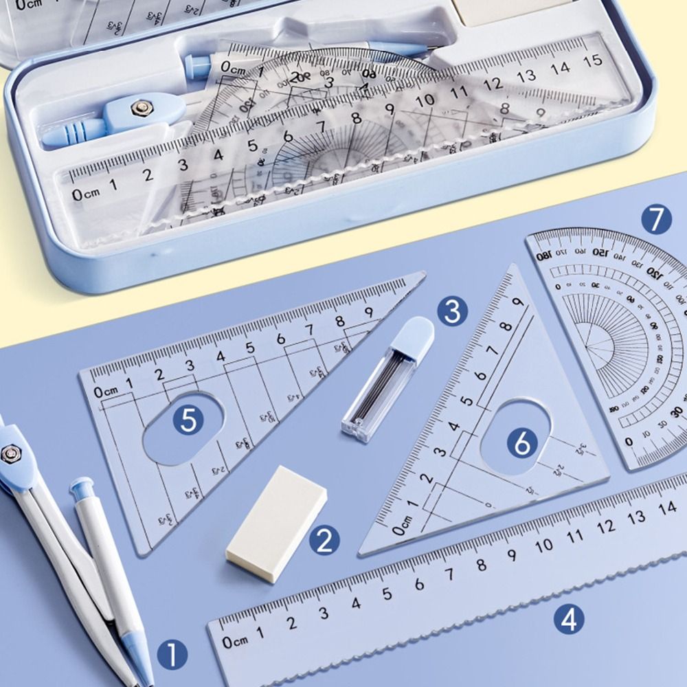 8PCS/Set Plastic Ruler Compass - đánh giá và giá Ruler Set Transparent